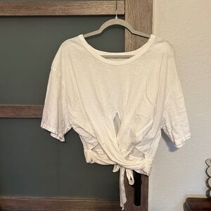 Aerie | White Crisscross-Front/Tie-Back Cropped Top- Size XL